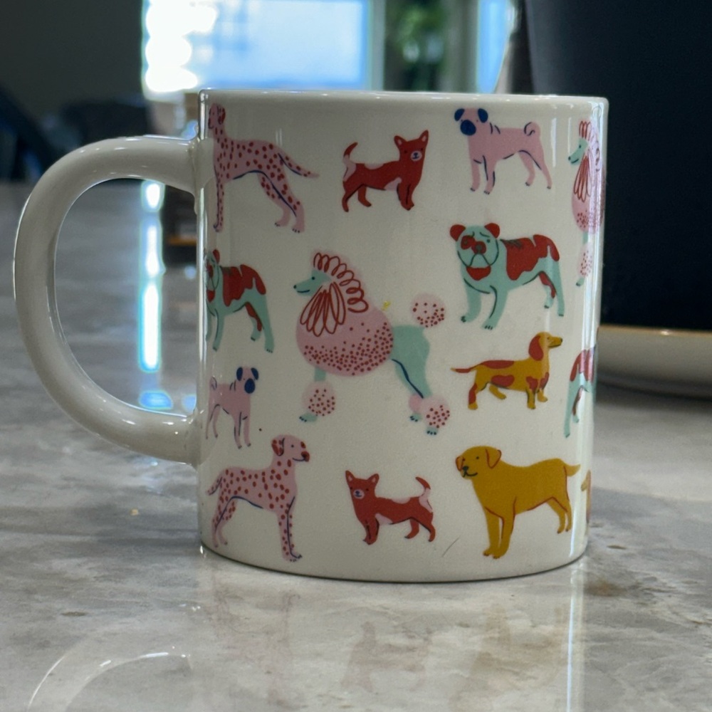 Park Lane White Ceramic Dog Pattern Mug with Multicolor Dogs